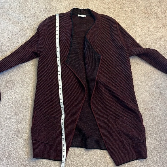 J. Jill purejill Long Line Open Front Cardigan Sweater Size XS Purple Black - Picture 7 of 8